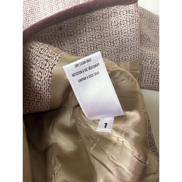 Petite Sophisticate Wool Blend Red & White Pattern Blazer Jacket Size 0 - Picture 12 of 15